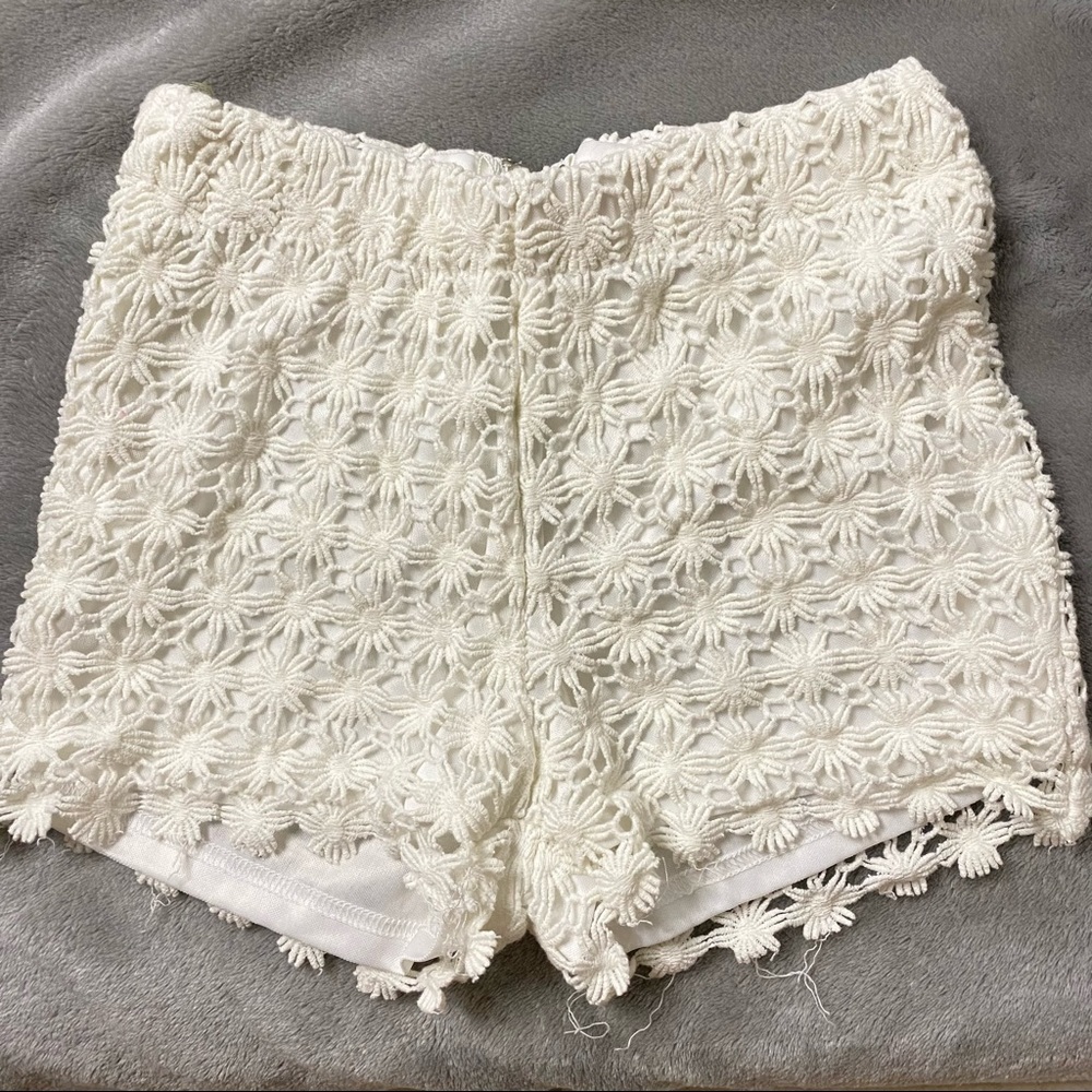 White Floral Shorts